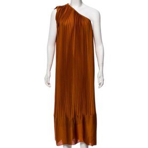 Tome Collective One Shoulder Pleated Dress Burnt Orange Size Small